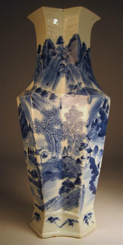 Appraisal: Chinese blue and white porcelain faceted vaseqing dynasty