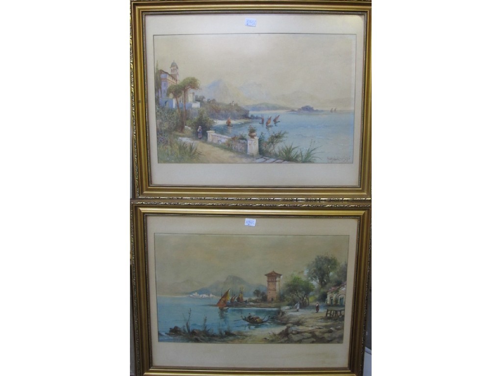 Appraisal: LUIGI BAVOZZI Pair of watercolour lake scenes signed and dated