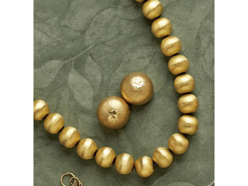 Appraisal: GOLD BEAD NECKLACE AND EARRINGS k yellow gold Florentine finish