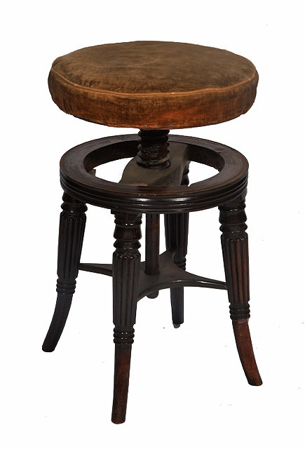 Appraisal: A GEORGE IV MAHOGANY PIANO STOOL height adjustable with velvet