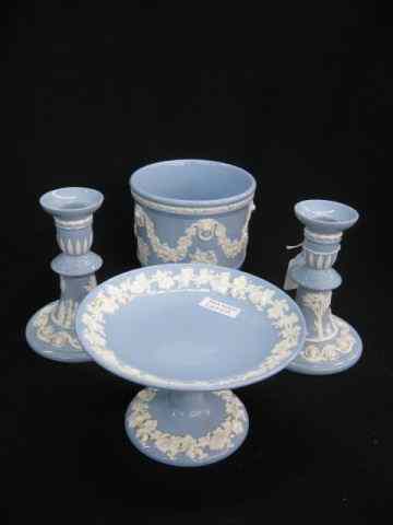 Appraisal: pcs Wedgwood Blue Embossed Queensware classical figures grape vine designs