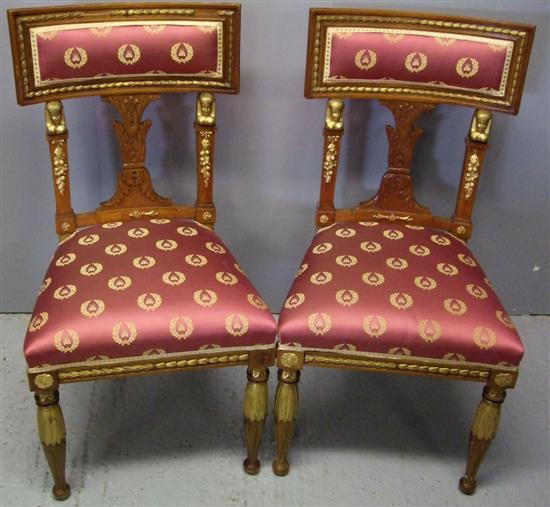 Appraisal: Pair of mahogany Russian chairs in Egyptian style with padded