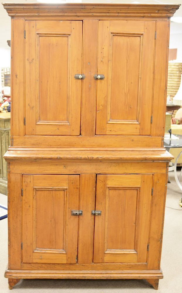 Appraisal: Primitive stepback cupboard in two parts late th early th