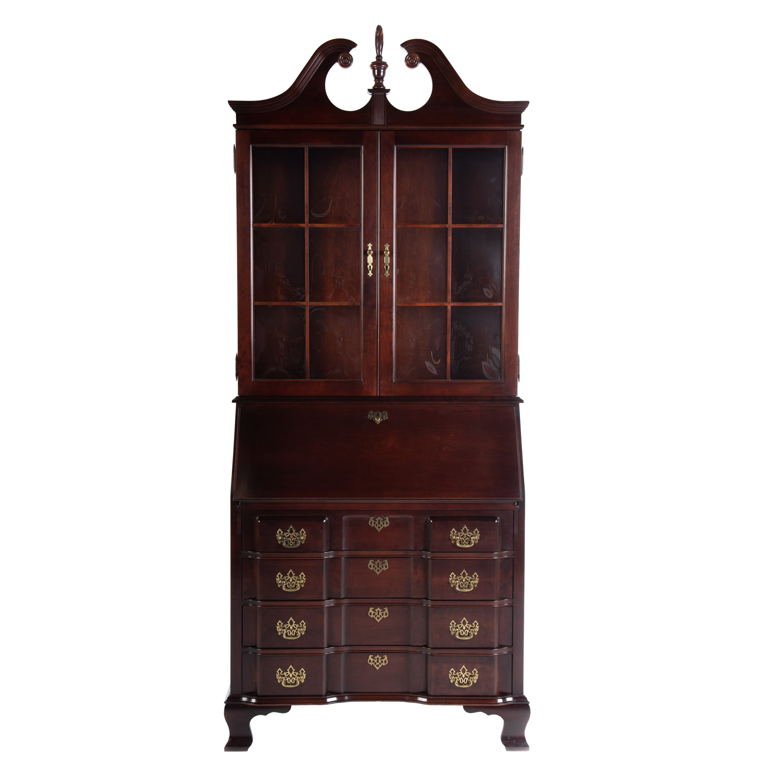 Appraisal: JASPER BLOCK FRONT CHERRY SECRETARY DESK th century one-piece secretary