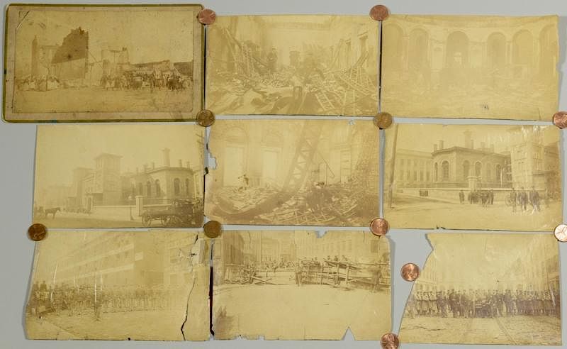 Appraisal: Cincinnati Riot of and Pulaski TN destruction albumen prints A