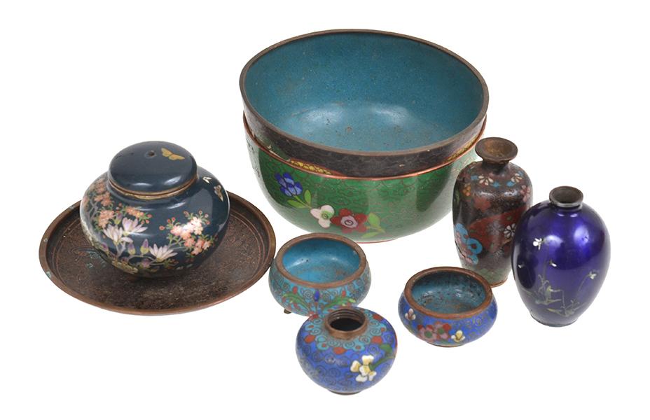 Appraisal: SMALL COLLECTION OF JAPANESE CLOISONNE BOWLS AND VASES