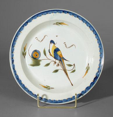 Appraisal: Pearlware peafowl plate perched peafowl with scalloped blue border British