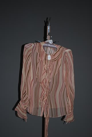 Appraisal: Nieman Marcus brown pink sheer silk long sleeve shirt Size