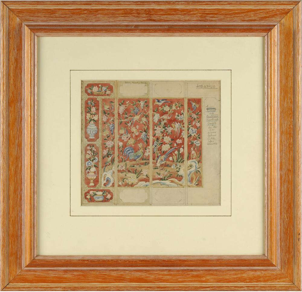 Appraisal: DESIGN FOR A FLOOR SCREENwatercolor on paper unsigned inscribed in