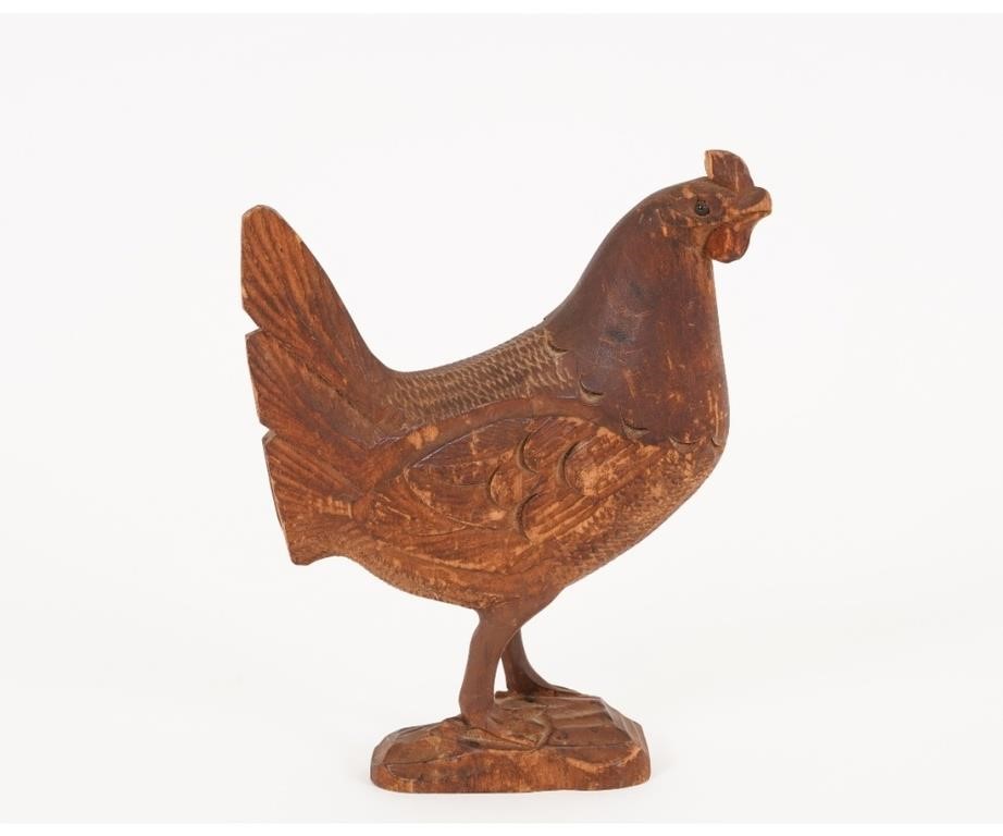 Appraisal: Folk art wood-carved rooster circa h x w Condition Minor