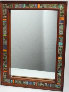 Appraisal: Contemporary Enamel Tile Colorful glazed tiles bordering the mirror plate