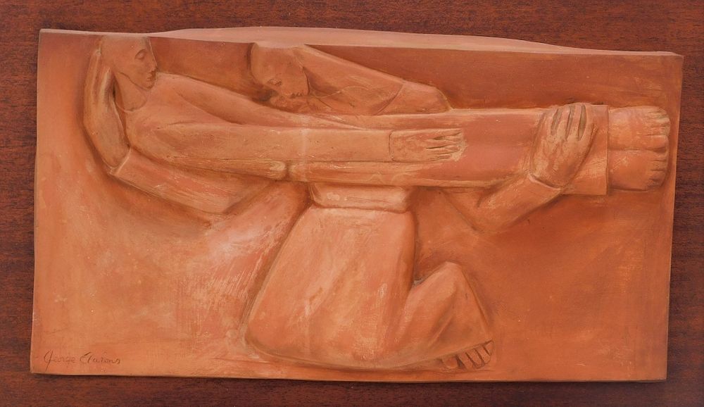 Appraisal: George Aarons MCM Plaster Bas Relief Plaque George Aarons Gloucester