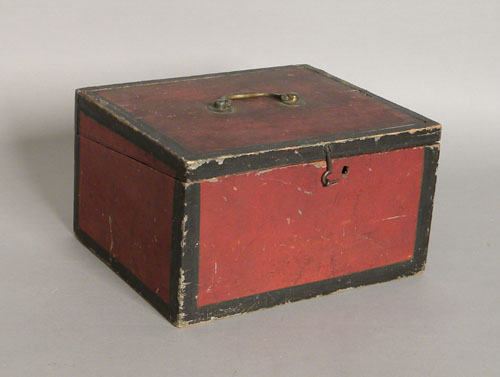 Appraisal: Painted pine lock box th c h w