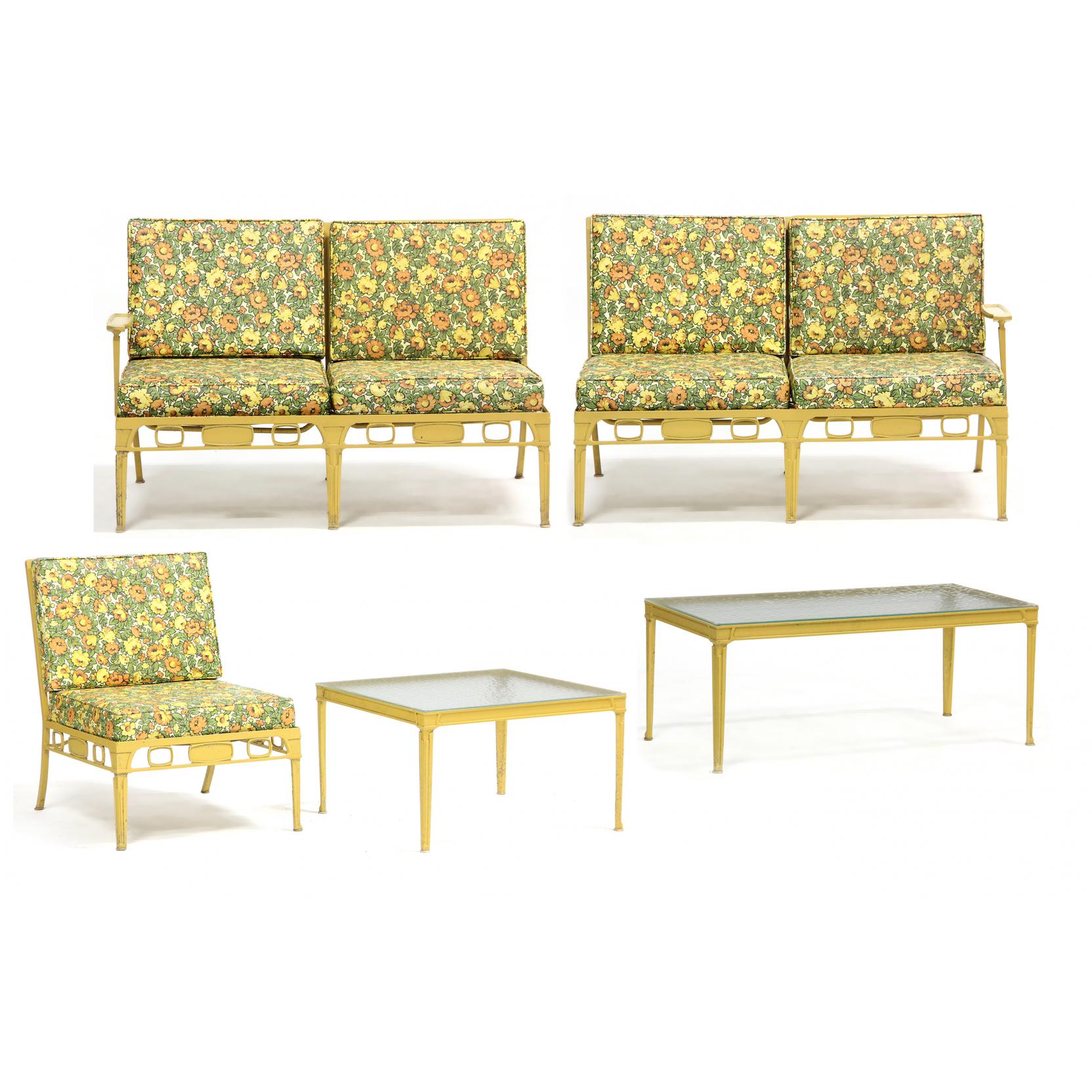 Appraisal: Scroll Four Piece Patio Set s Miami Florida mustard yellow