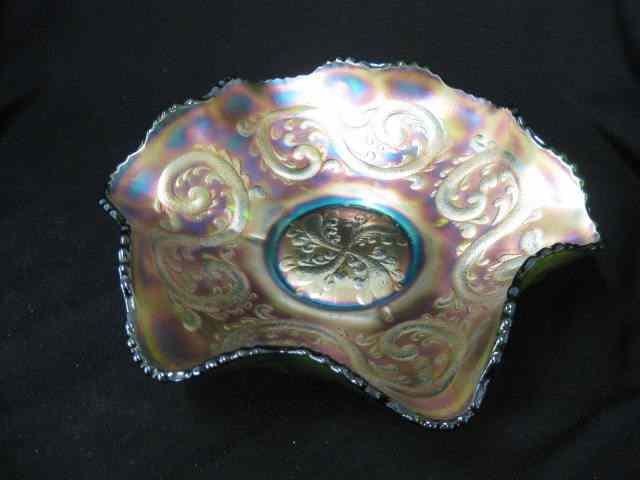 Appraisal: Carnival Glass Bowl iridescent on green '' excellent