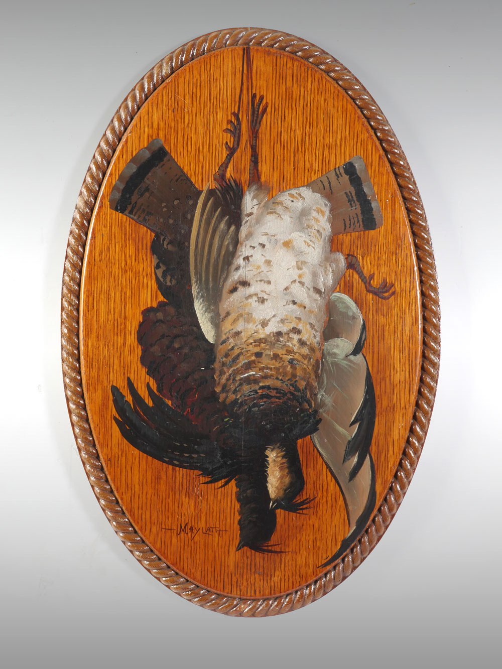 Appraisal: NATURE MORTE STILL LIFE PAINTING OF GAME BIRDS Oil Oval