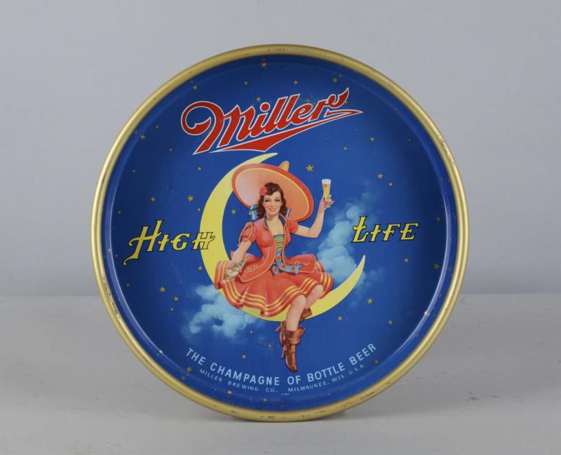 Appraisal: Miller High Life Tin Serving Tray Tin lithographed Miller High