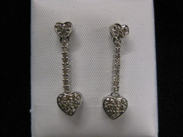 Appraisal: Diamond Earrings dangling hearts k white gold pierced style