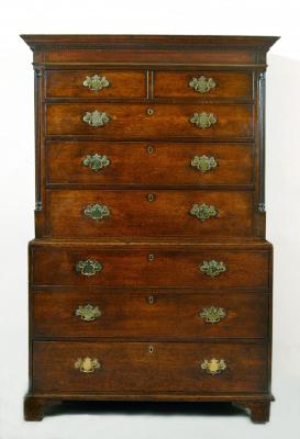 Appraisal: A GEORGE III OAK CHEST ON CHEST the upper stage