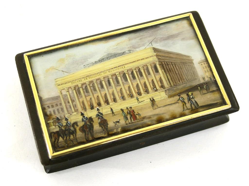 Appraisal: Early th century French tortoiseshell rectangular snuff box the cover