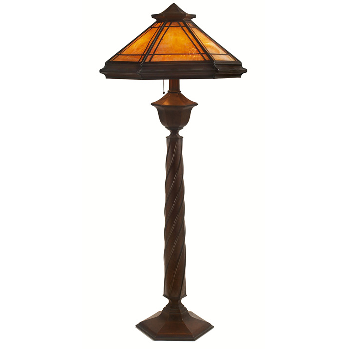 Appraisal: Exceptional Stickley Brothers floor lamp attribution large hammered copper base