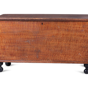 Appraisal: A Federal Grain-Painted Pine Blanket Chest on Bun Feet Likely