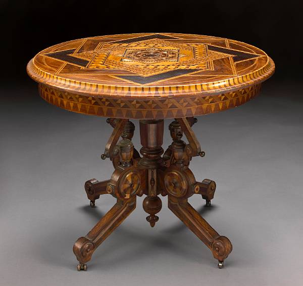 Appraisal: An Italian Aesthetic inlaid walnut center table fourth quarter th