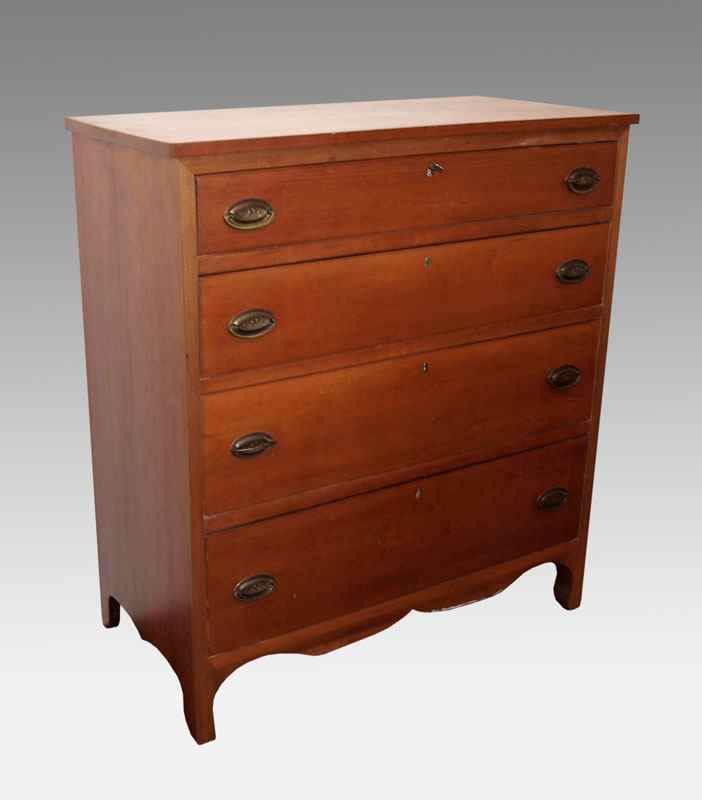 Appraisal: COUNTRY HEPPLEWHITE GRADUATED DRAWER CHEST Maple with single board ends