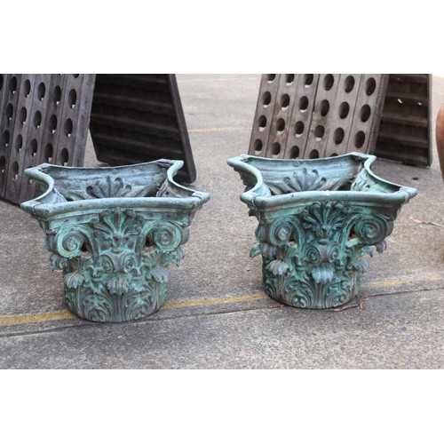 Appraisal: Pair of decorative verde bronze Corinthian capitals each approx cm