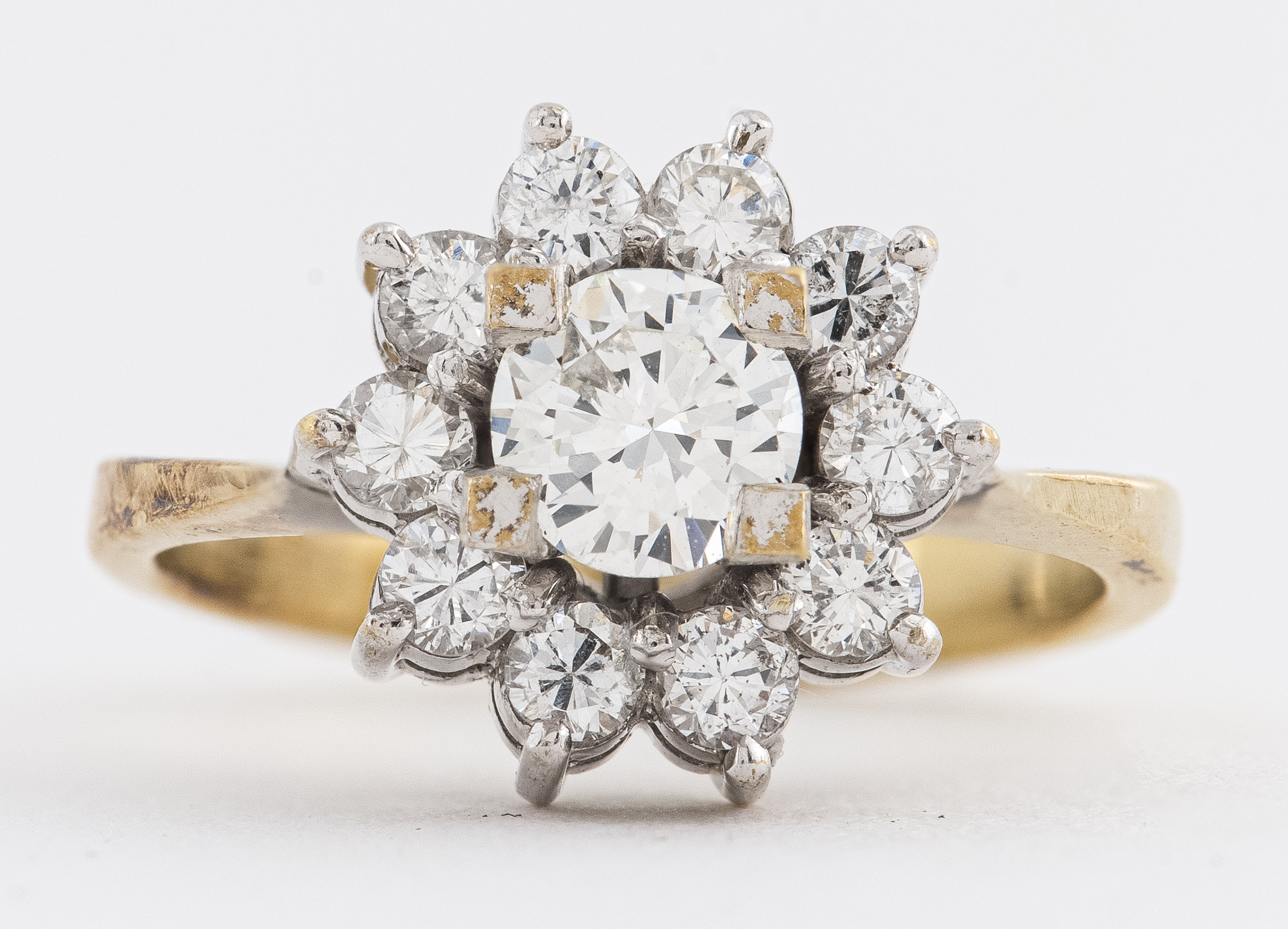 Appraisal: VINTAGE K YELLOW GOLD DIAMOND CLUSTER HALO RING Vintage K