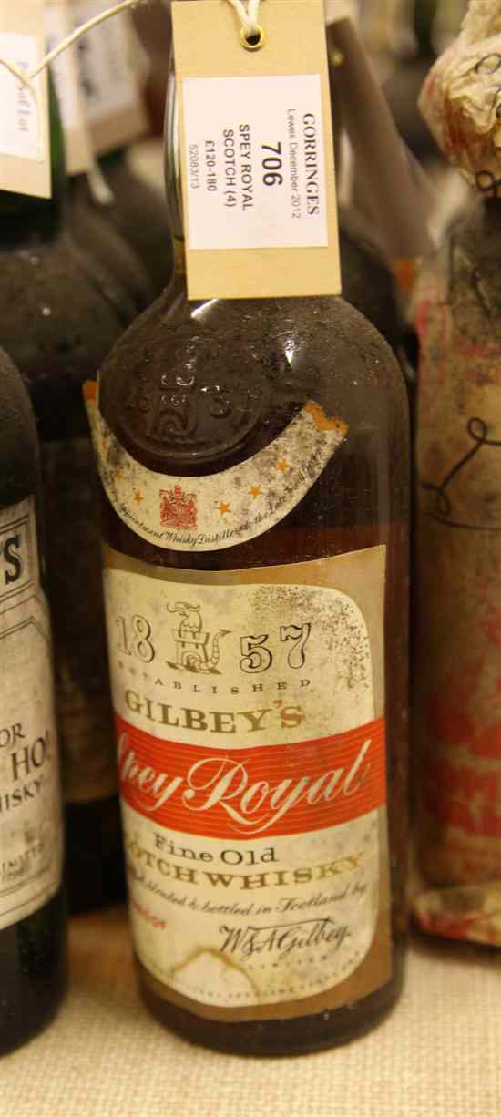 Appraisal: Four bottles of Gilbey's Spey Royal Fine Old Scotch Whisky