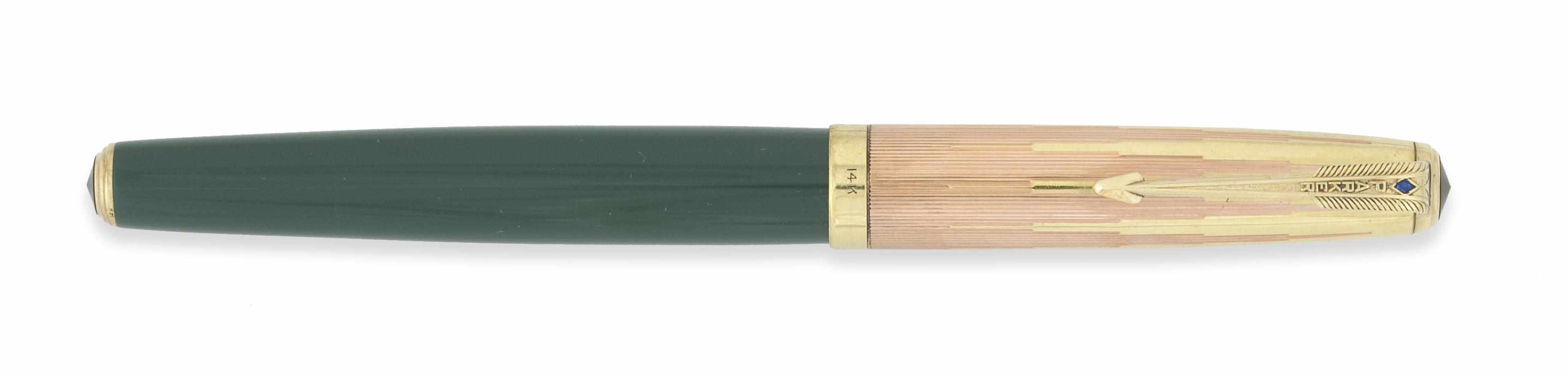 Appraisal: Parker '' '' Fountain Pen Nassau Green double jeweled with