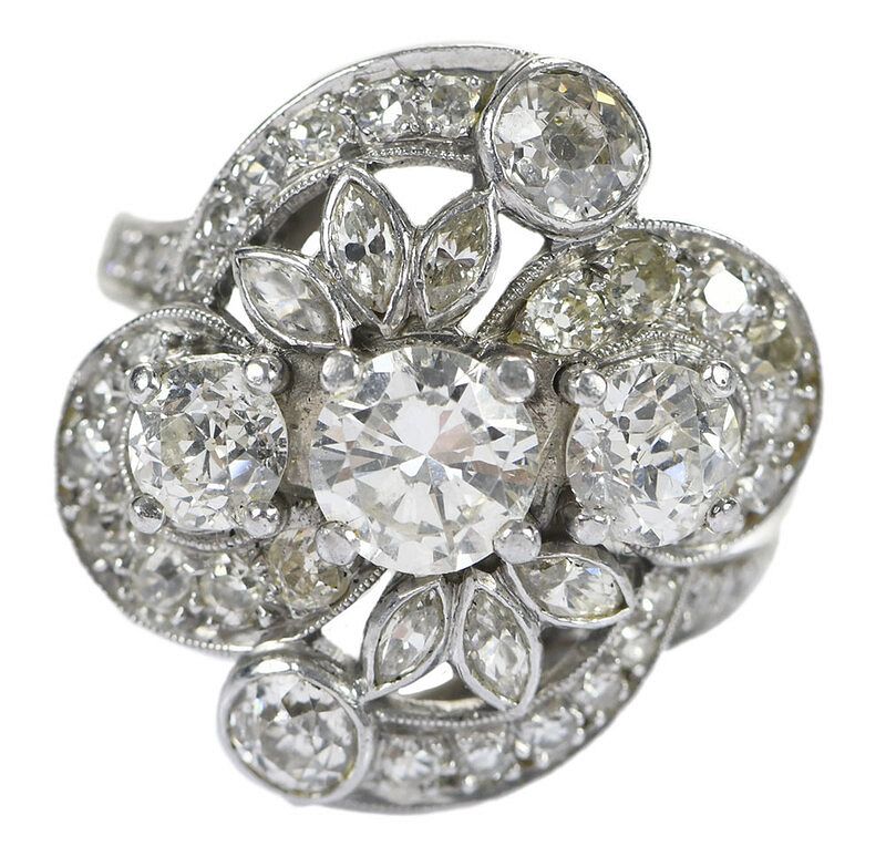 Appraisal: Antique Platinum Diamond Ring center transitional cut diamond estimated weight