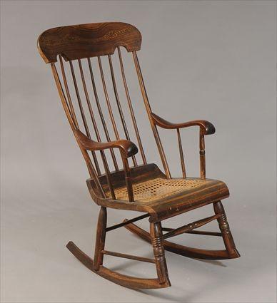 Appraisal: American Grain-Painted and Gilt-Stenciled Rocking Chair x x in