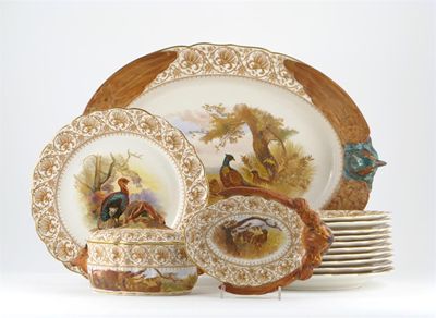 Appraisal: A Royal Worcester part dessert service decorated with ornithological subjects