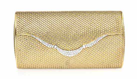 Appraisal: An Karat Gold and Diamond Mesh Clutch attributed to Van