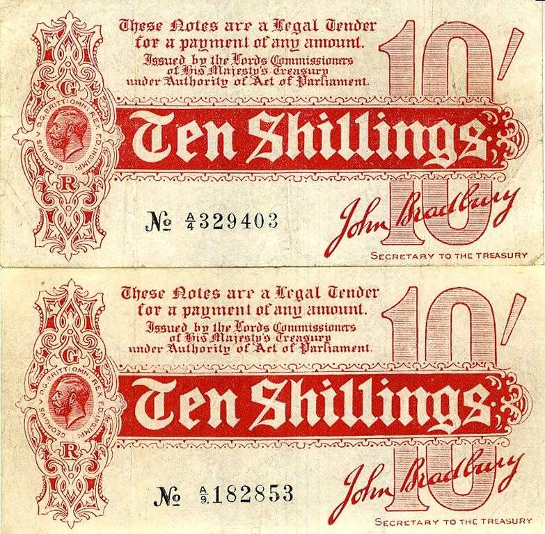 Appraisal: TREASURY SHILLINGS BRADBURY first issue A two aVF