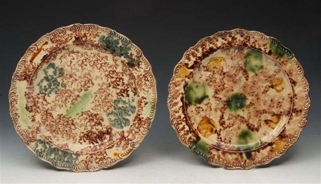 Appraisal: TWO TH CENTURY WHIELDON CREAMWARE PLATES each with moulded borders