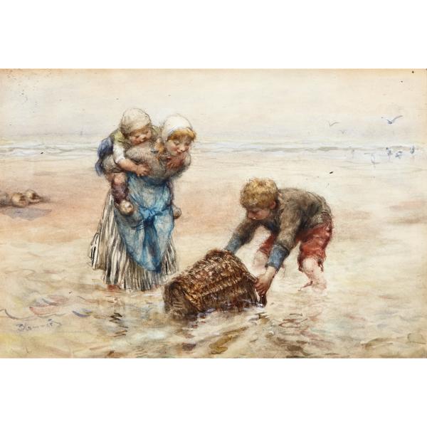 Appraisal: Bernardus Johannes Blommers - SCHELPEN VISSEN SHELL FISHERS Watercolour on