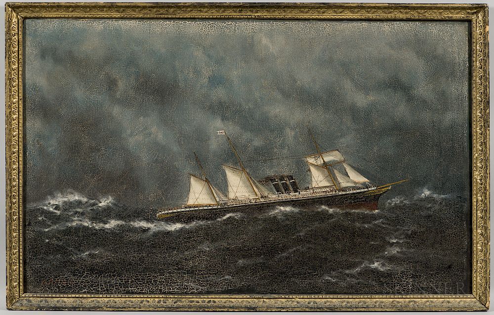 Appraisal: William P Stubbs Maine Massachusetts - Steamship in Rough Seas