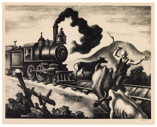 Appraisal: THOMAS HART BENTON Slow Train Through Arkansas Lithograph x mm