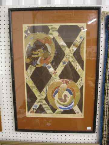 Appraisal: Oriental Painting of Phoenix Dragon signed image area approx ''