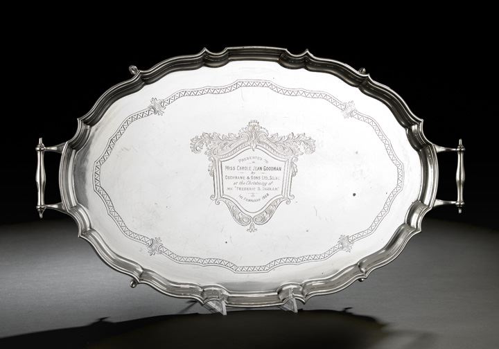 Appraisal: English Sterling Silver Presentation Tray hallmarked Birmingham - by the