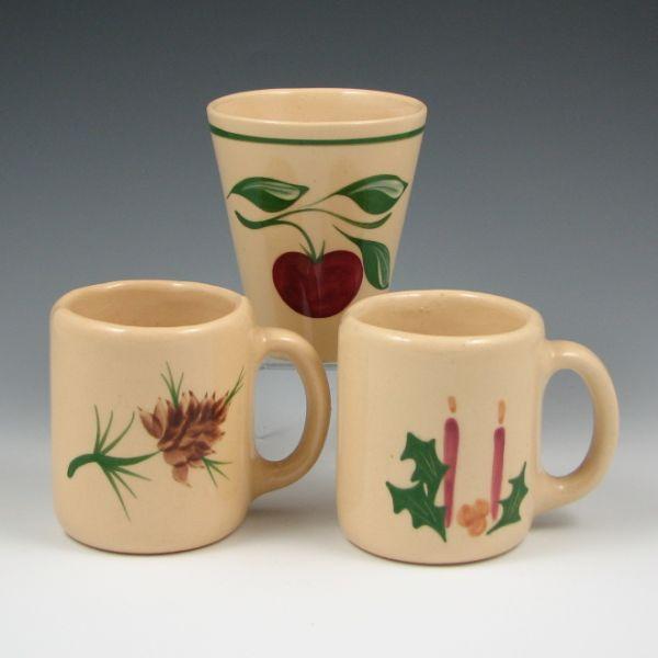 Appraisal: Alpine Pottery Watt Christmas mugs from and and a Watt