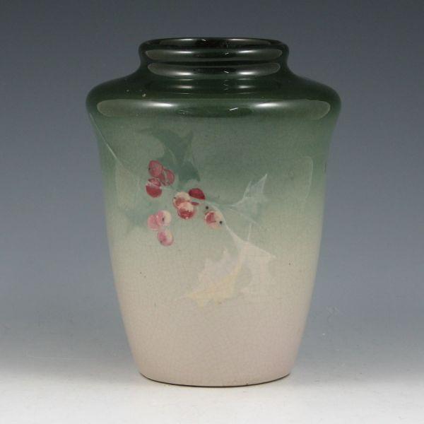 Appraisal: Weller Eocean vase with holly decoration on a shouldered form