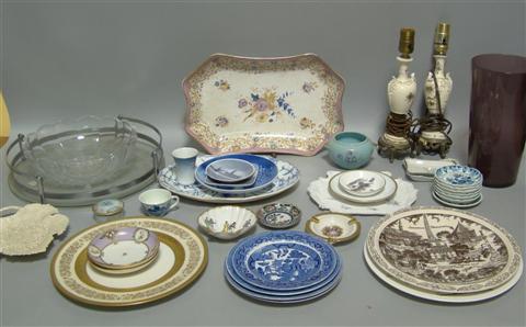 Appraisal: GROUP OF DECORATIVE TABLEWARES Including a Limoges gilt dinner plate