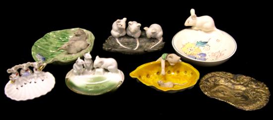 Appraisal: Assorted soap dishes and ashtrays six ceramic one brass all