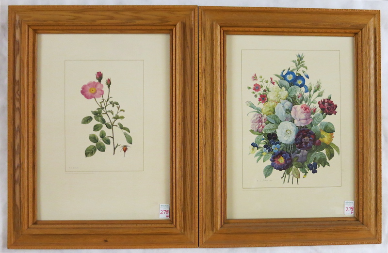 Appraisal: PAIR BOTANICAL COLOR PRINTS after P J Redoute taken from