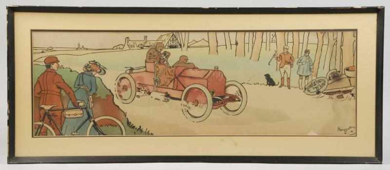 Appraisal: Early Framed Automobile Print Description Marked Harry Eliot and in