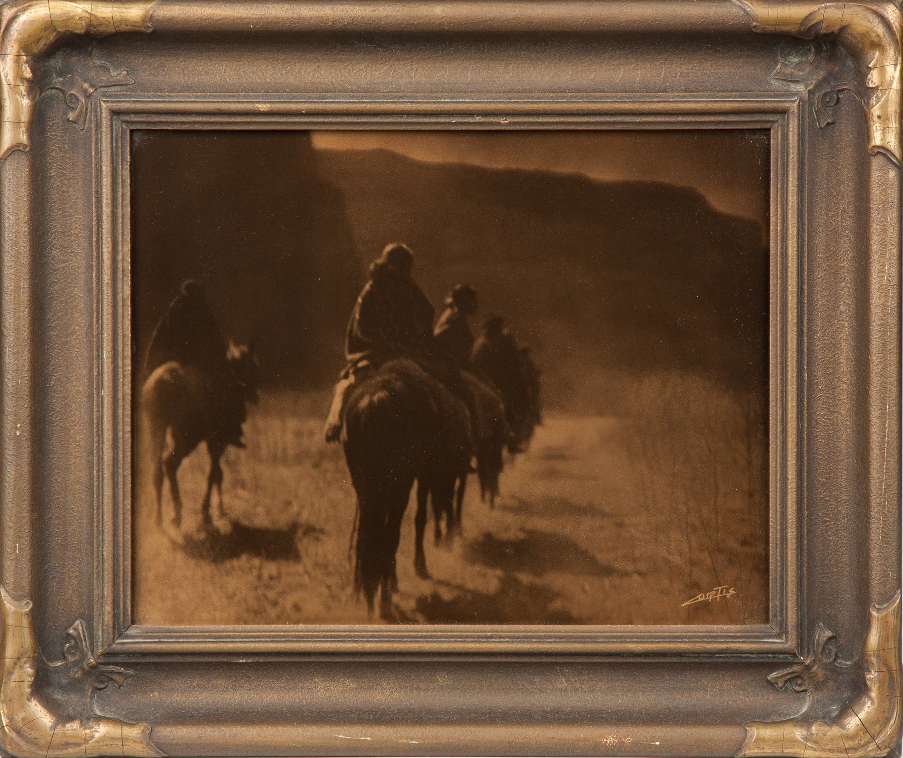 Appraisal: Edward Curtis The Vanishing Race Gold Tone Sgn lower right